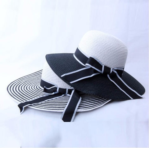 Bowknot Straw Beach Brimmed Hat